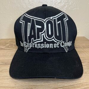 Tapout Hat Embroidered Logo An Expression of Combat Black Baseball Cap L/XL Y2K